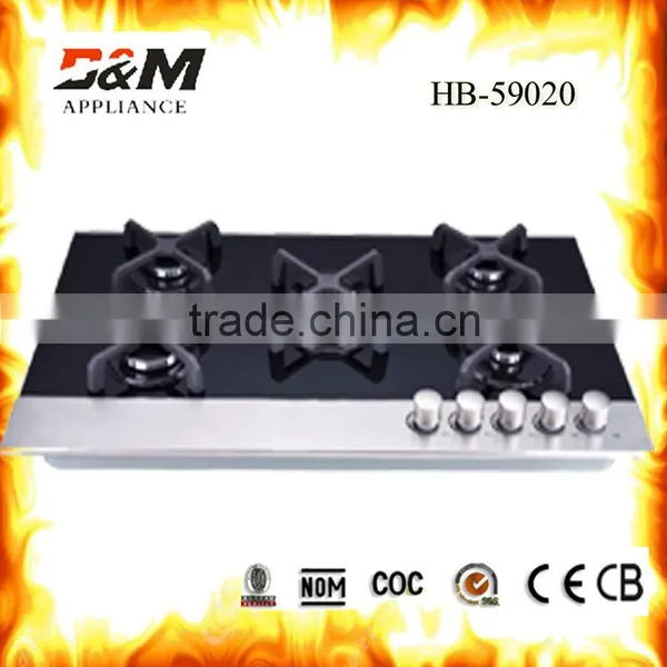India Burner Tempered Glass Built-in 5burner Gas Stove