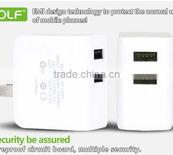 Golf Cellphone Charger Dual USB Cell Phone Charger 5v 2.1a/1a Good Quality Mobile Phone Charger photo-5