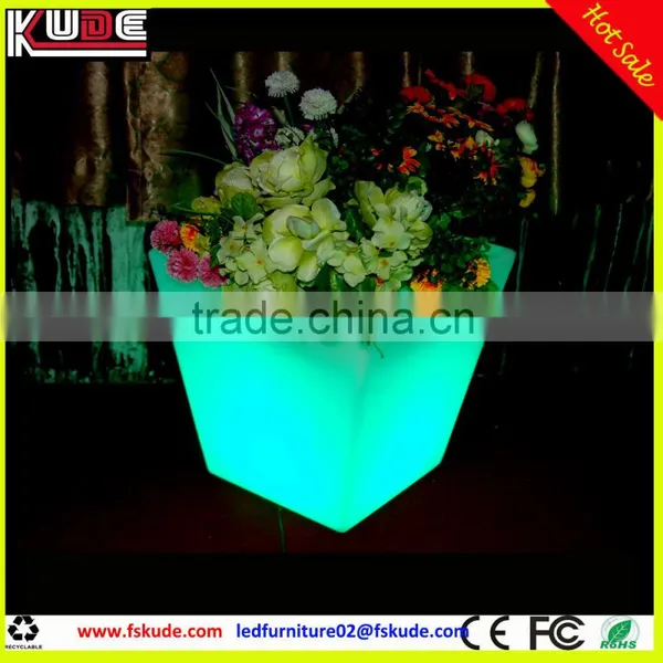 LED Light Flower Pot Modern Indoor Low Square Planter Pot With LED Light photo-5