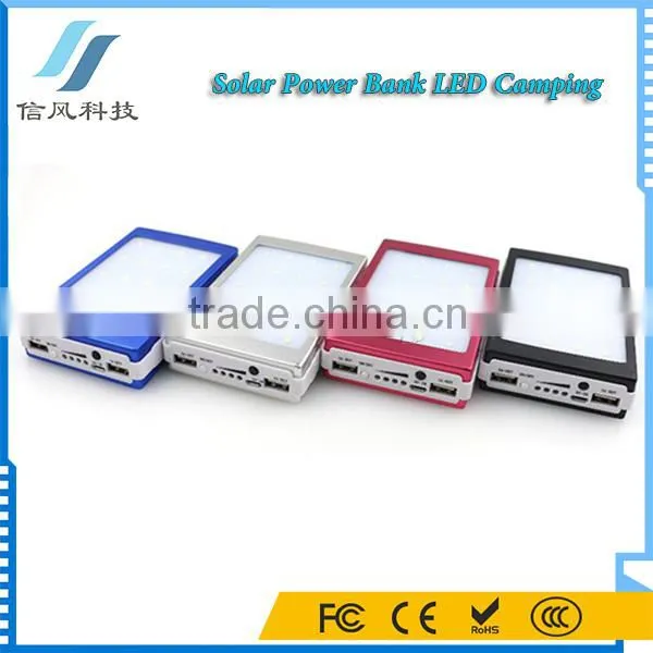 6000mAh Two-sided Dual-USB Solar Power Bank LED Torch Light for IPhone Silver photo-5
