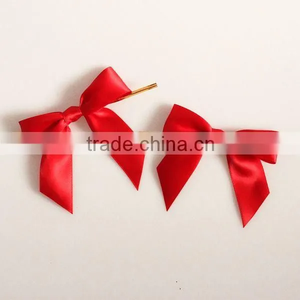 Factory High Quality Wholesale Pink Pre-tied Satin Ribbon Bow With Elastic Loop photo-2