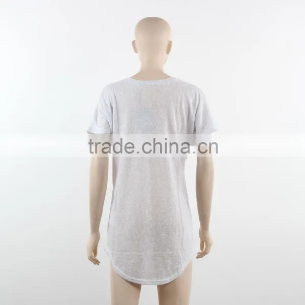 F5W13021 New Fashion Beads Embroidered Women White Long Sleeve T Shirts photo-4