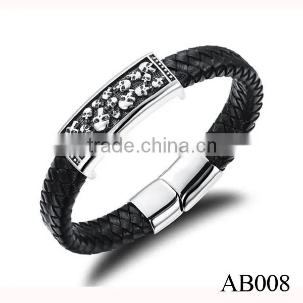 New Products 2016 Stainless Steel Custom Bracelet With PU Leather Manufacturer photo-2