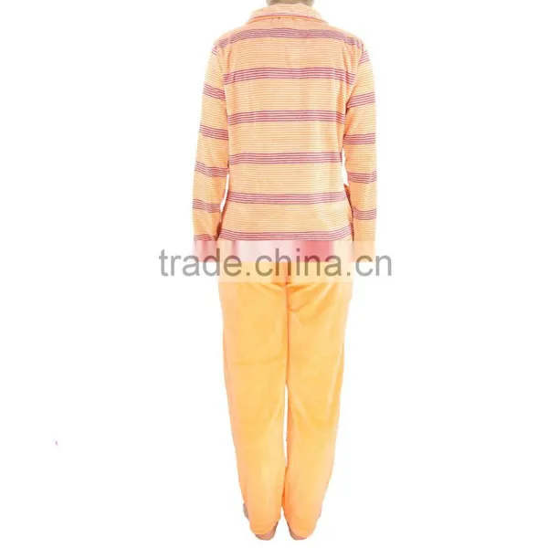 Kevince Women Velour Pyjamas Set Pajama Orange Big Stripes Y/d 1000pcs up OEM Factory Directly photo-4