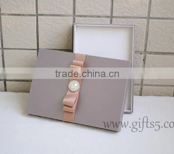 Custom Handmade Wedding Invitation Box With Pearl photo-4