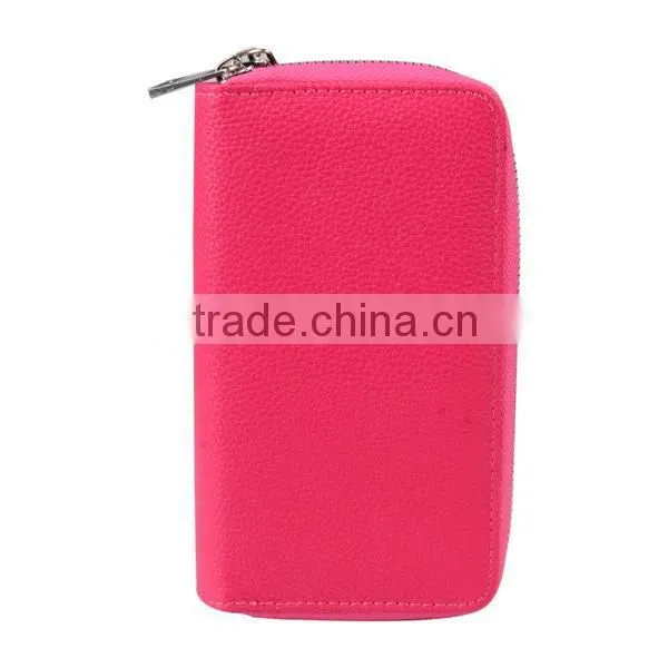 Double Zipper Leather Pouch With Mobile Phone Holder photo-4