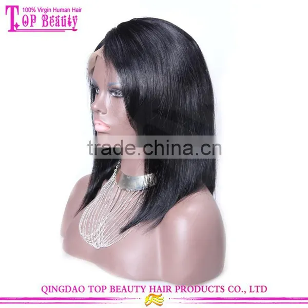 Natural Color 120% Density Brazilian Remy Invisible Hairline Full Lace Wig With Bangs photo-3