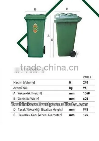 240lt Plastic Waste Container Bin
