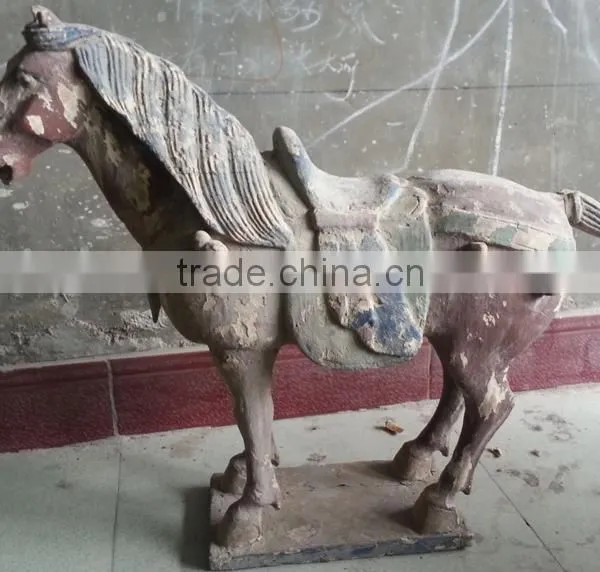 Carved Antique Imitation Wooden Horse Sculpture Home Hotel Decoration photo-3