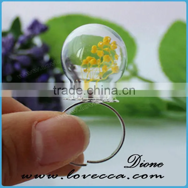 DIY Handmake Real Dried Flower Clear Glass Globe Ring photo-4