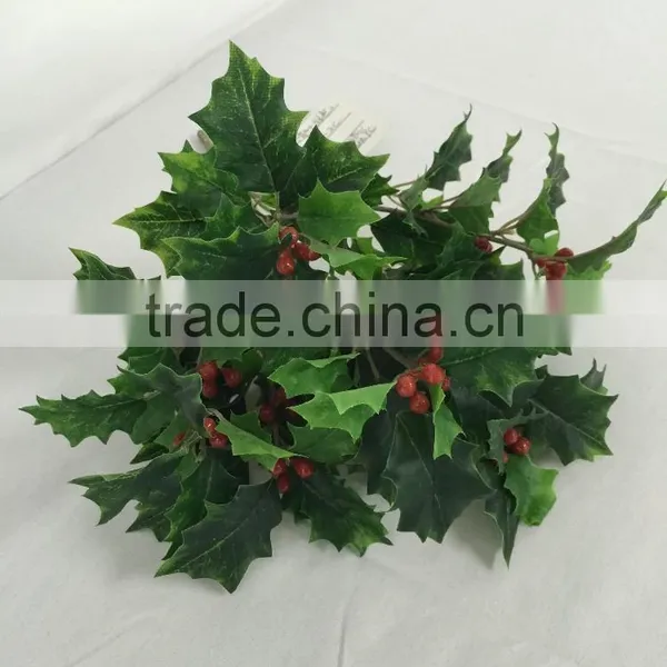 Artificial Holly Plant Branch With Red Berries for Xmas Decoration photo-3