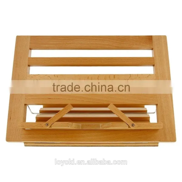 Table Easel & Book Stand Wholesale 2016 New Arrival Adjustable Beech Wood Folding Ipad Stand Book Display Stand photo-3