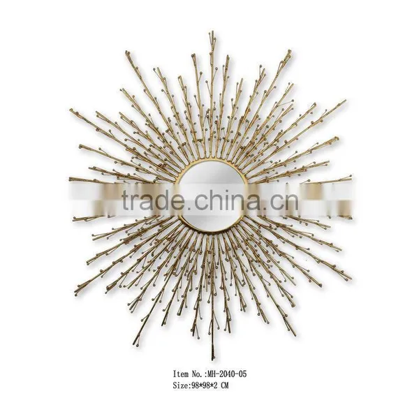 Gold Mirror Hammered Metal Frame Mirror photo-4