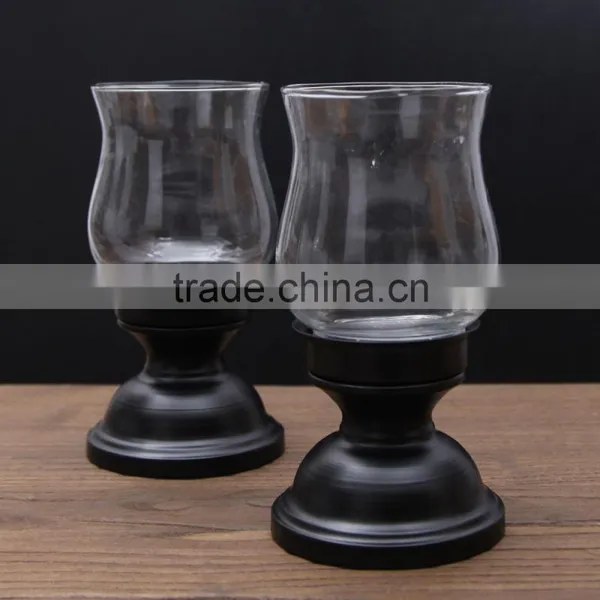 Metal Table Standing Candle Holder With Glass photo-2