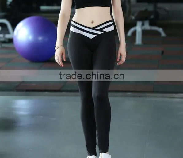 2017 Hot Sale China Women Custom Fashion Plain High Waist Skinny Yoga Leggings photo-3