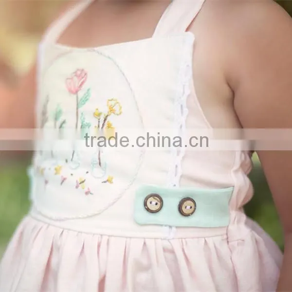 Flower And Tree Embroidery Design Girls' Dress Child Clothes Baby Girl Frocks photo-3