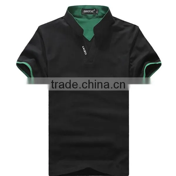 Custom Latest and New Summer Style Solid Colour v Collar Polo Men Shirt Wholesale for Sale photo-3