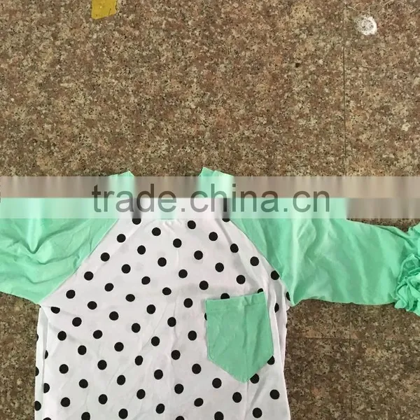Pernickety Boutique Reglan Short Sleeve Shirt Ruffle Baby Girl Clothes Cotton 0-14T t Shirt With Pocket Children Girl Shirt photo-3