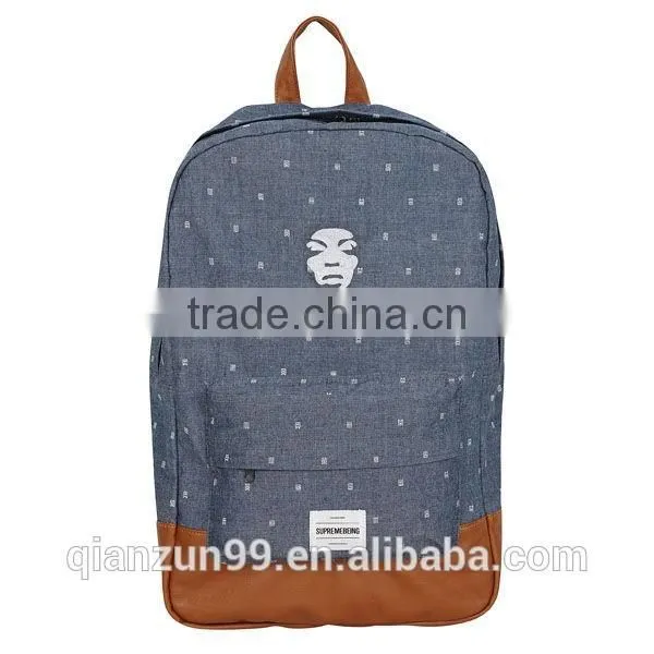 Hiking Camping Black Canvas Student Custom Woven Label Backpack photo-2