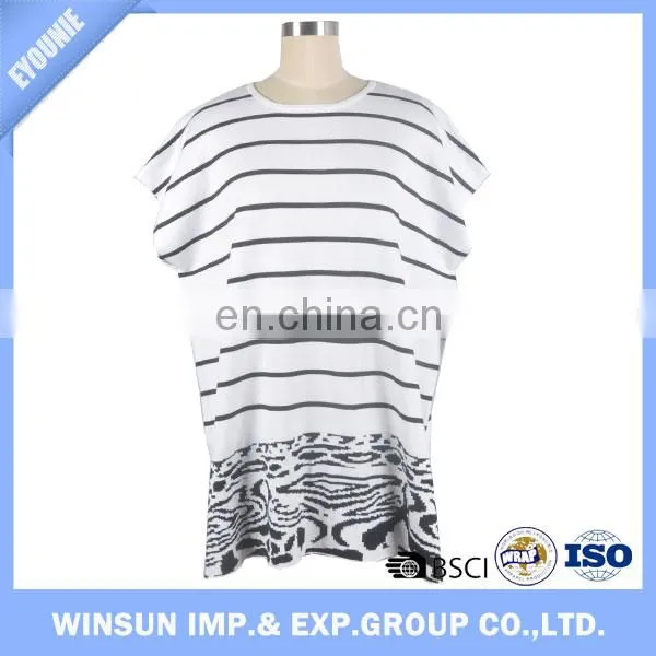 White High Quality Spring Fashion Stripe Fish Women Sweater Wide Bats Sleeve Long Pullover photo-3