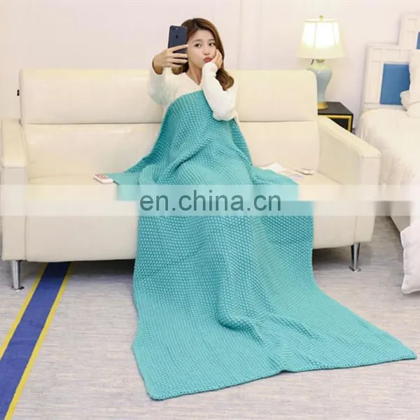 100% Acrylic Knitted Keep Warmer Square Blanket photo-2