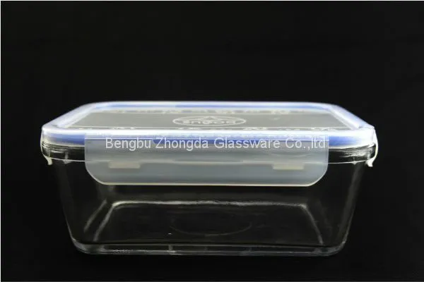 Borosilicate Rectangle Lunch Box Large Glass Mixing Bowls Glass Storage Bowl With Plastic Lid photo-3