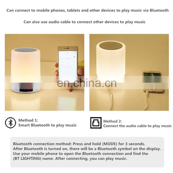 Wireless Bluetooth Speaker Bedside Night Light Smart Touch Control Portable Light With Music Playback photo-6