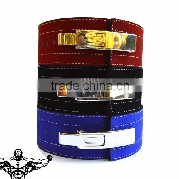 Professional Fitness Weightlifting Power Gym Belt Lever Genuine Peach Color Leather Belt 4" Silver Buckle New photo-3