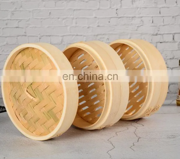 Eco-friendly Natural Round Shape Bamboo Dumpling Basket Chinese Mini Bambu Basket Cooker Dim Sum Sweetcorn Steamer photo-5