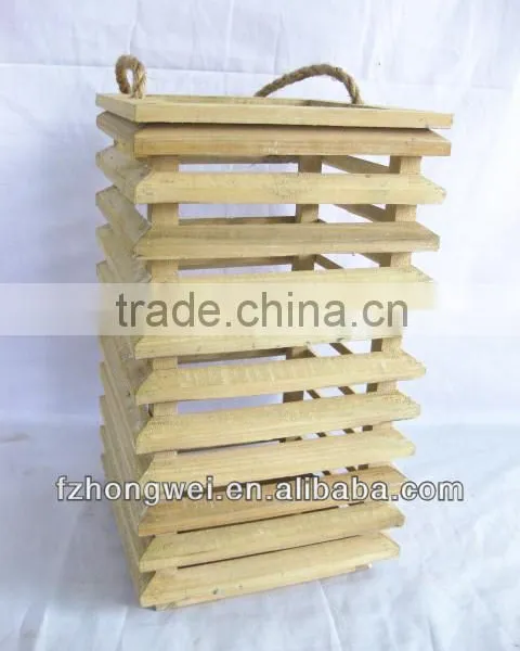 Hongwei Handmade Beautiful Wooden Lantern/Candle Lantern/Candle Holder With Hemp Rope Handle for Home&Garden Decor,Eco-Friendly photo-2