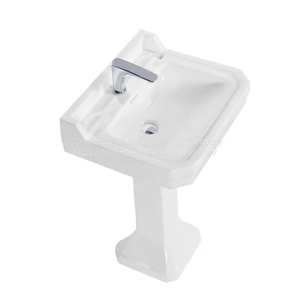 CUPC Bathroom 30 Inches 77cm Rectangle Ceramic Pedestal Sink With Backsplash photo-3