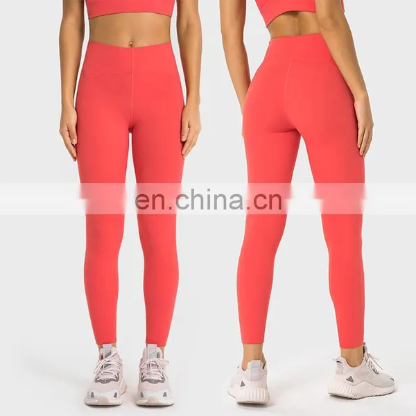 New Breathable Naked Feeling Soft Compression Yoga Leggings Peach Hip Sports Workout Slim Tight Pants For Women Gym Fitness Wear photo-3