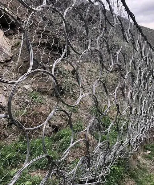 customized passive slope protection net sns annular flexible guardrail net, landslide slope anti-falling stone enclosure net