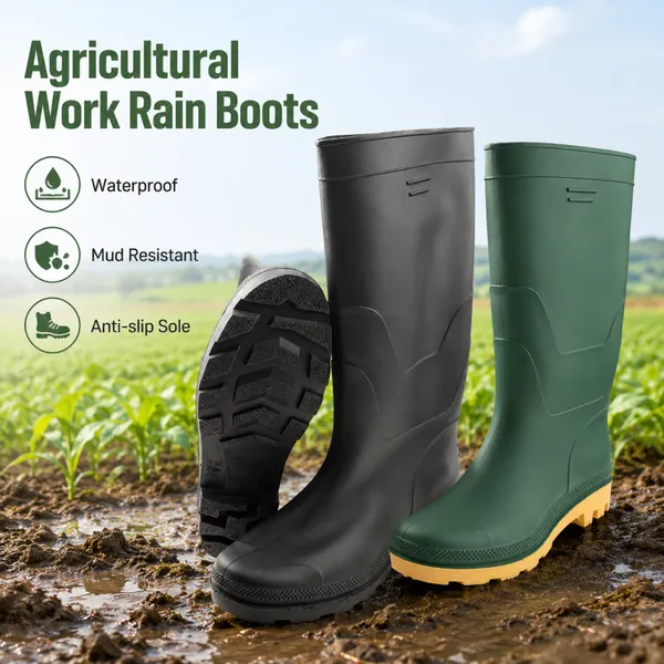 Waterproof PVC Safety Rain Boots Anti Slip Work Gumboots for Farm Construction Industry Wholesale photo-3