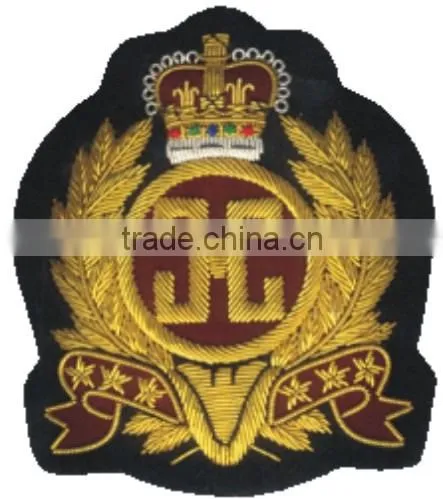 Hand Embroiderey Bullion Wire Blazer Badges Club Fashion School Uniform Insignia Emblem Insignia Patches Crest Flage Bannes