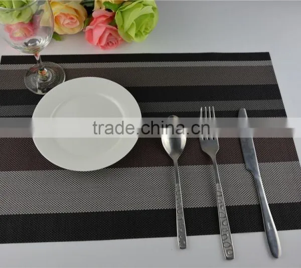 High Quality Dark Color Black With Brown PVC Strip Placemat Table Mat Home Decoration photo-2