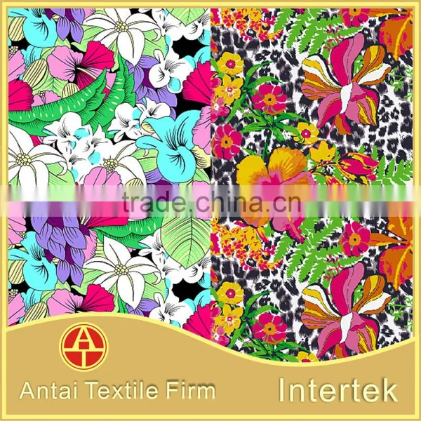Flower Designs Painting Fabric /Antai Textile Professional 4 Way Stretch Nylon Lycra Spandex Print Fabric With Flower photo-4