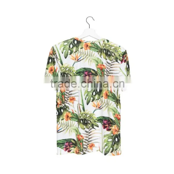 Factory New Arrived 3D Print Tropical Flower Wholesale Polyester Gym T-shirt photo-2