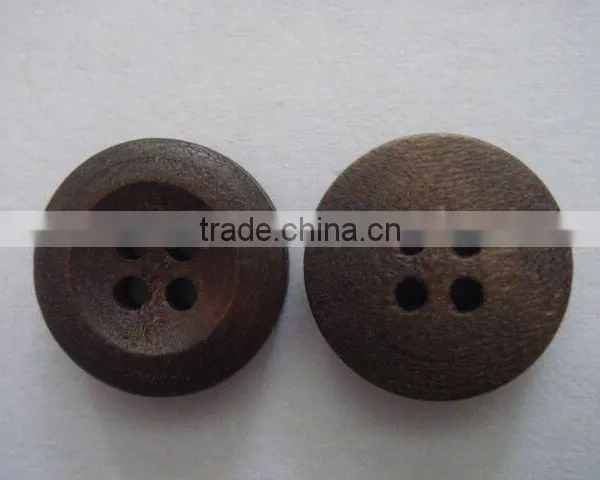 13mm Hot Sale Natural Wood 4 Holes Coat Button Brown Color Wooden Button