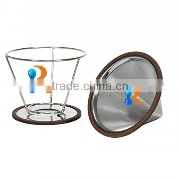 Trade Assurance Reusable Stainless Steel Double Wall Fine Mesh Pour Over Coffee Strainer Cone Supplier's Choice photo-6