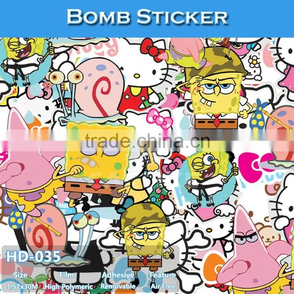 HD-033 CARLIKE Air Free Fashionable Car Wrapping Snoopy Printing Bomb Sticker Film photo-3