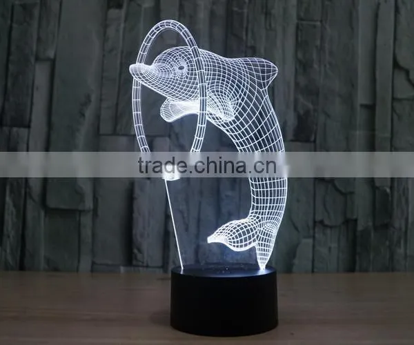 3D Illusion Led Night Light 7colors Dolphin Lamp Table Novelty Products Christmas Lights With Touch Button Children Night Light photo-6