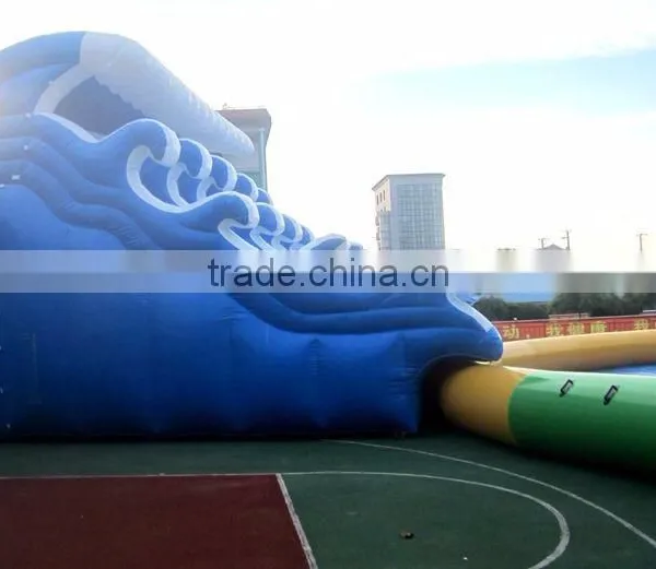 Inflatablewater Amusement Park Waterpark With Wave Slide in Stock photo-6
