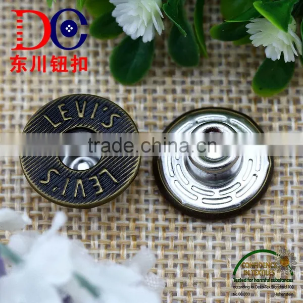 Metal Logo Customized Double Pin Button Brass Jeans Button,Double Sided Buttons for Jean Wear photo-2
