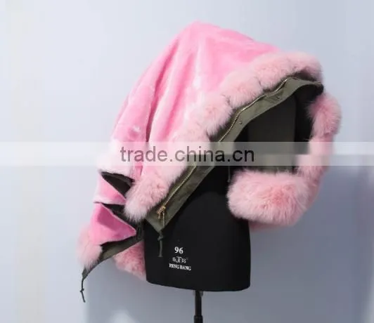Women Outwear Military Parka Jacket With Real Fox Fur Hood Trim Made in China photo-5