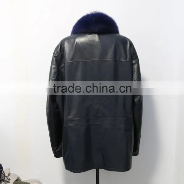 Wholesale Sheep Leather Long Coat for Men/men's Sheep Leather Coat photo-4
