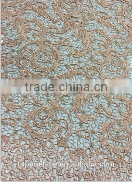 Heavy Lace Fabric Dubai Beaded Embroidery Designs Flower Lace Chemical Cord Lace Fabrics photo-4