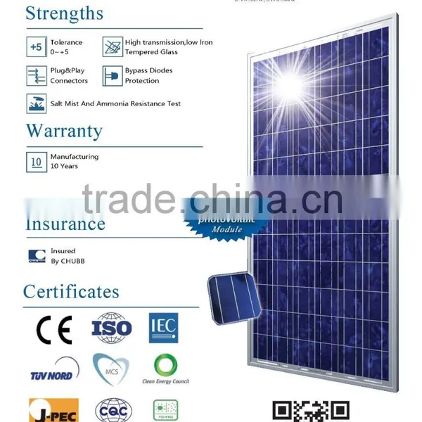 Four Bus-bar High Efficiency Polycrystalline Solar Panel Solar Module 315w photo-4