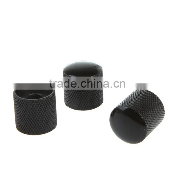 3PCS Metal Dome Knobs Knurled Barrel for Electric Guitar Parts Black photo-3