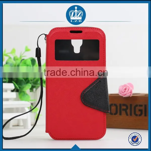 LZB Fashion Color Contrast Series View Windows PU Leather Case Flip Cover for Iphone 4 photo-5